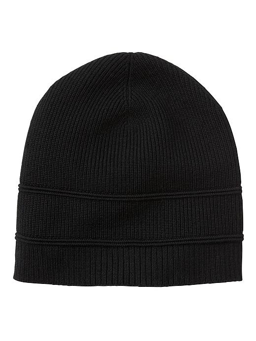Banana Republic Mens Merino Wool Ottoman Stitch Beanie Black Size One Size