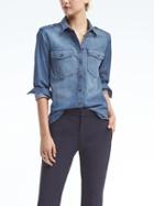 Banana Republic Womens Dillon Fit Denim Utility Shirt - Authentic Light