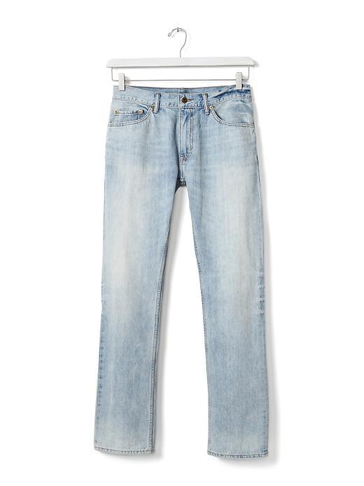 Banana Republic Mens Straight Light Wash Destructed Jean Size 32w 36l Tall - Light Blue