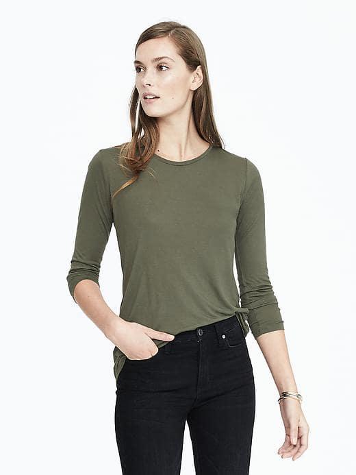 Banana Republic Long Sleeve Modal Crew Tee - Flight Jacket