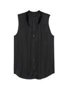 Banana Republic Womens Soft Satin Ruffle-neck Shirt Black Size Xs