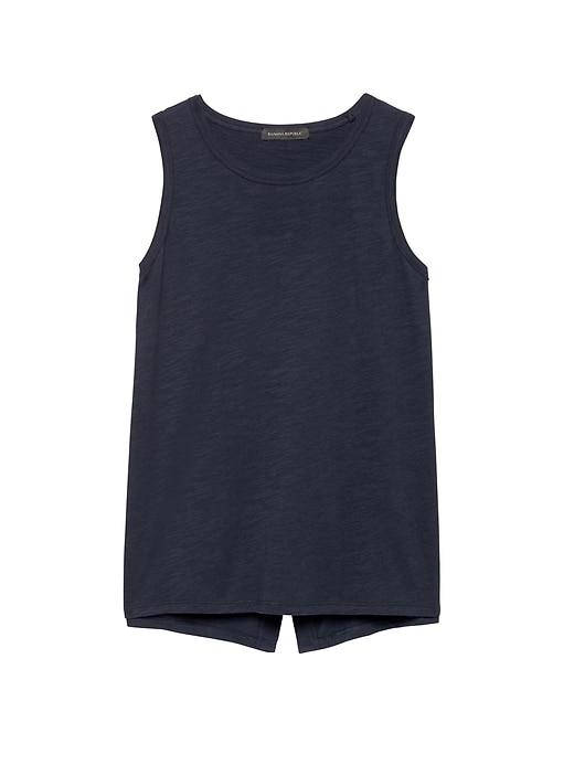 Banana Republic Womens Cotton-modal Blend Split-back Tank Navy Size M