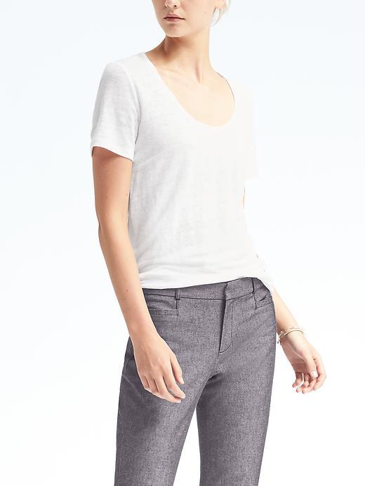 Banana Republic Short Sleeve Linen Signature Scoop Tee - White