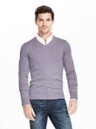 Banana Republic Mens Silk Cotton Cashmere Vee Sweater Pullover Size L - Lavender Heather