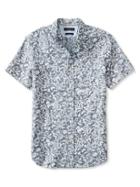 Banana Republic Mens Camden Fit Floral Linen Short Sleeve Shirt Size L Tall - Navy Star