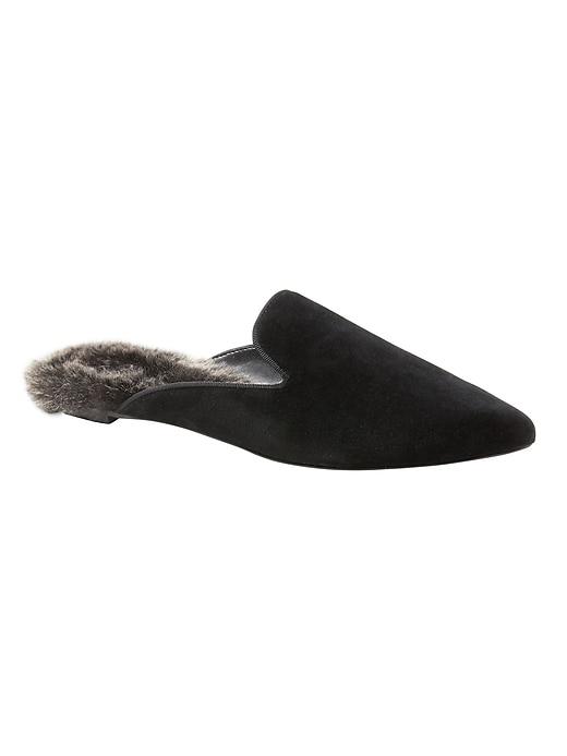 Banana Republic Womens Suede Pointy Toe Vegan Fur Mule Black Size 7