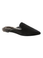 Banana Republic Womens Suede Pointy Toe Vegan Fur Mule Black Size 7