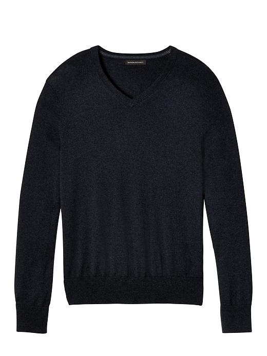 Banana Republic Mens Silk-cotton Cashmere V-neck Sweater Midnight Navy Size Xs