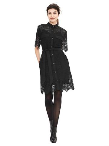 Banana Republic Womens Heritage Lace Shirtdress Size 0 - Black