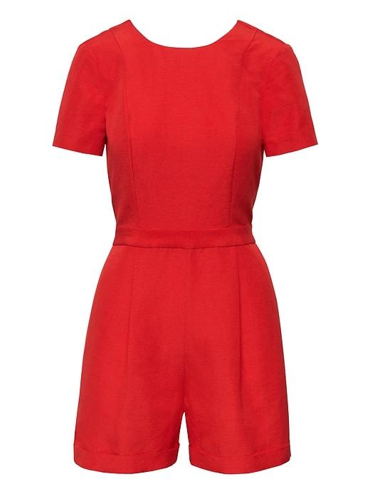 Banana Republic Womens Petite Linen Blend Romper Popsicle Red Size 6