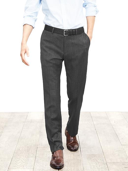 Banana Republic Mens Modern Slim Gray Wool Dress Pant Size 32w 36l Tall - Charcoal