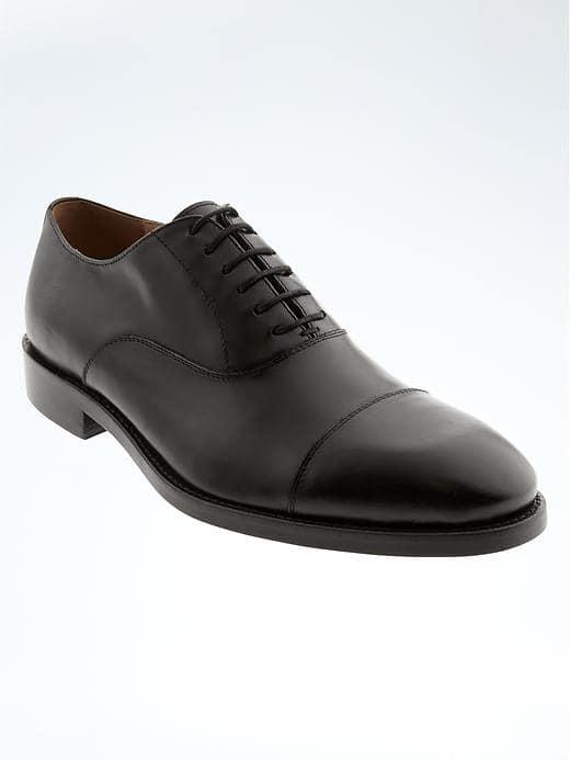 Banana Republic Mens Kevin Italian Leather Cap Toe Oxford - Black