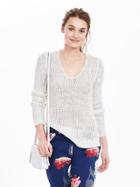 Banana Republic Womens Italian Linen Chunky Vee Pullover Size S - White