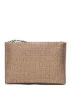 Banana Republic Womens Croc-effect Large T-seam Pouch Tan Size One Size