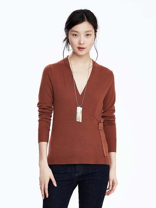 Banana Republic Womens Merino Wool Wrap Cardigan Size L - Rustic Red