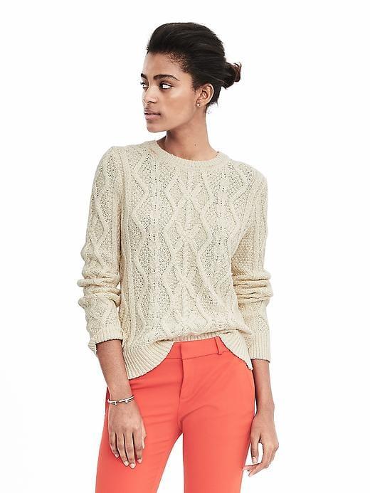 Banana Republic Cable Crewneck Sweater - Cocoon