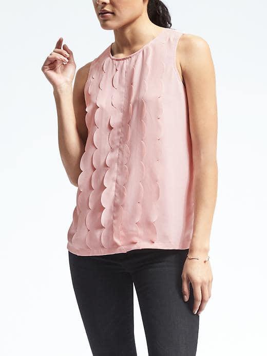 Banana Republic Womens Scallop Sleeveless Top - Light Pink