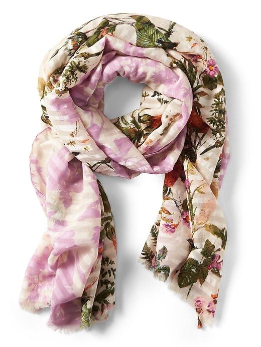Banana Republic Womens Sheer Tropical Print Rectangular Scarf White Peach Size One Size