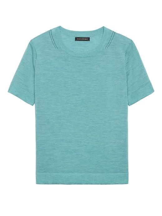 Banana Republic Womens Machine-washable Merino Short-sleeve Crew Teal Feather Size Xs