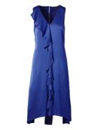 Banana Republic Womens Cascade Ruffle Midi Shift Dress - Granite Blue