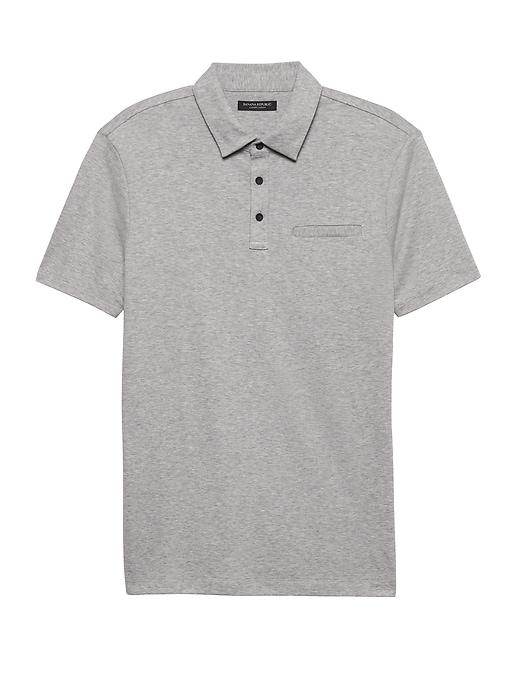 Banana Republic Mens Luxury-touch Performance Polo Shirt Heather Light Gray Size Xxl