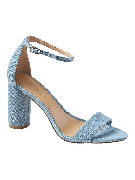 Banana Republic Womens Bare High Block-heel Denim Sandal Light Blue Size 6 1/2