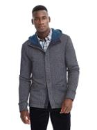 Banana Republic Mens Terry Button Front Hood Jacket Size M - Marbled Blue
