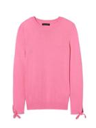 Banana Republic Womens Italian Superloft Bow-cuff Crew Neon Double Pink Size Xl