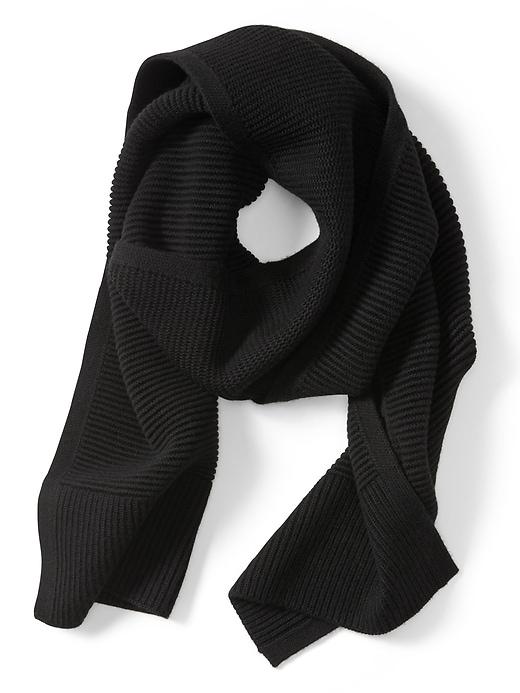 Banana Republic Mens Merino Wool Ottoman Stitch Scarf Black Size One Size