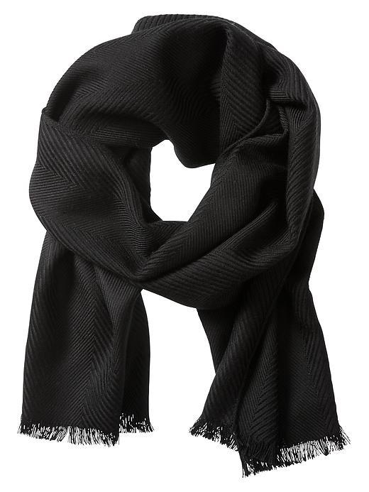 Banana Republic Mens Chevron Jacquard Wool Scarf Size One Size - Black