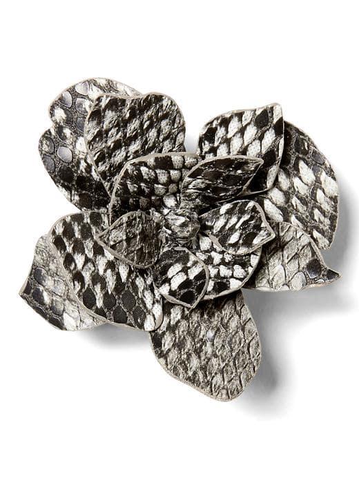 Banana Republic Edgy Floral Brooch - Gray Snake