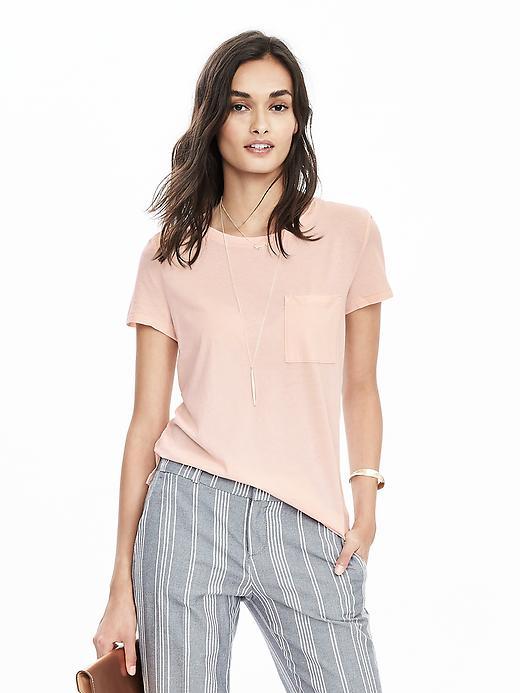 Banana Republic Womens Pima Cotton Pocket Tee Size L - Pink Blush