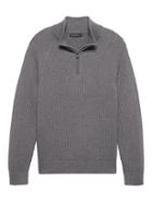 Banana Republic Mens Heritage Cotton Ribbed Half-zip Sweater Heather Gray Size S