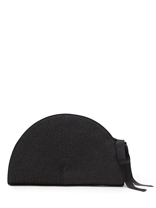 Banana Republic Womens Straw Half-moon Clutch Black Size One Size