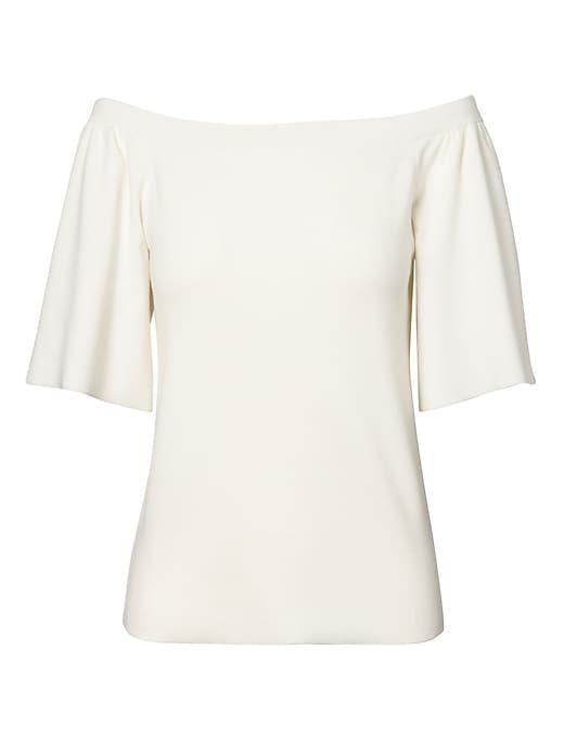 Banana Republic Womens Flutter-sleeve Sweater Top White Size S