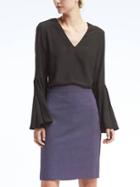 Banana Republic Easy Care Bell Sleeve Top - Black