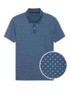 Banana Republic Mens Luxury-touch Diamond Print Polo Shirt Caribbean Blue Size Xxs