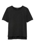 Banana Republic Womens Petite Luxespun Boyfriend Tee With Side Slits Black Size M