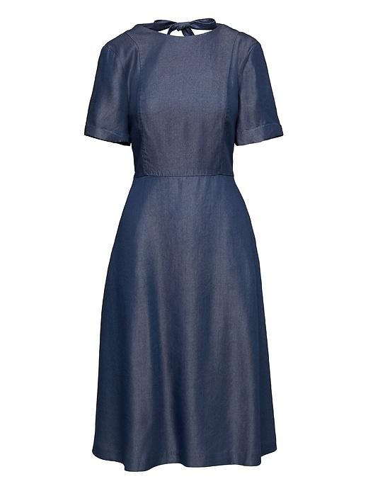 Banana Republic Womens Petite Tie-back Tencel Dress Dark Rinse Size 2