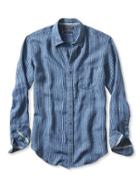 Banana Republic Mens Grant Fit Striped Irish Linen Shirt Size L Tall - Indigo