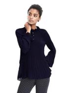 Banana Republic Womens Pleated Button Up Blouse - Preppy Navy