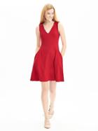 Banana Republic Womens Red Ponte Fit And Flare Dress Size 0 Petite - Tomato Paste