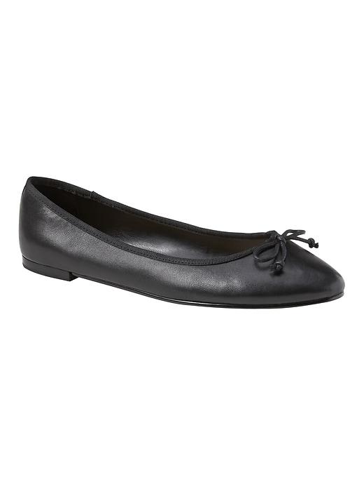 Banana Republic Womens Almond-toe Robin Flat Black Leather Size 10