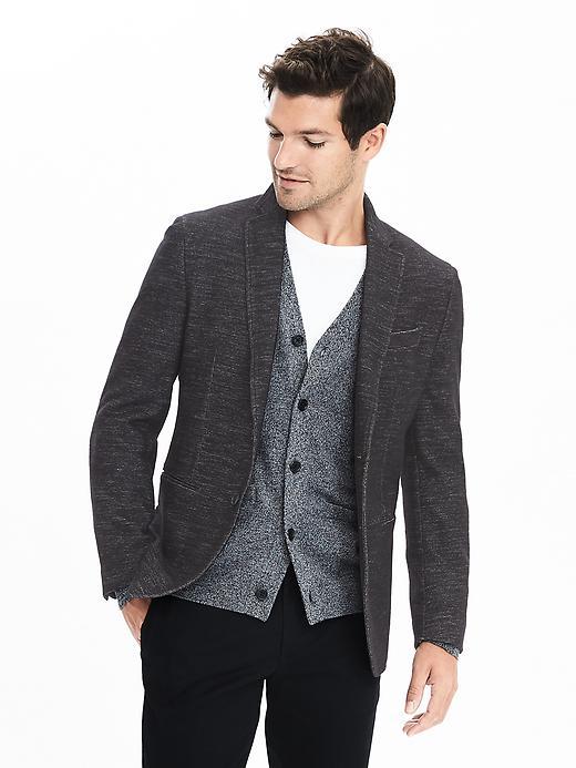 Banana Republic Mens Slim Charcoal Knit Sport Coat Size 36 Regular - Charcoal Heather
