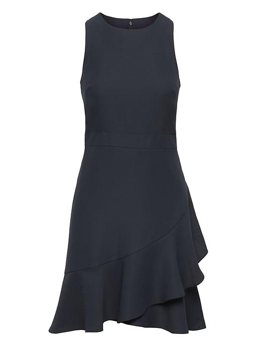 Banana Republic Womens Ruffle Wrap Racerback Dress Navy Size 10 | LookMazing