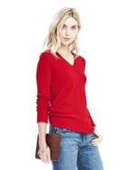 Banana Republic Button Back Vee Pullover Sweater - Modern Red