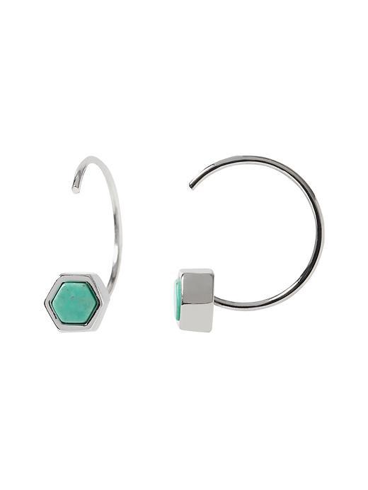 Banana Republic Hex Hoop Stud Earring Size One Size - Silver