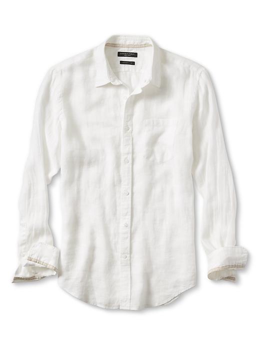 Banana Republic Mens Grant Fit White Irish Linen Shirt Size L Tall - White