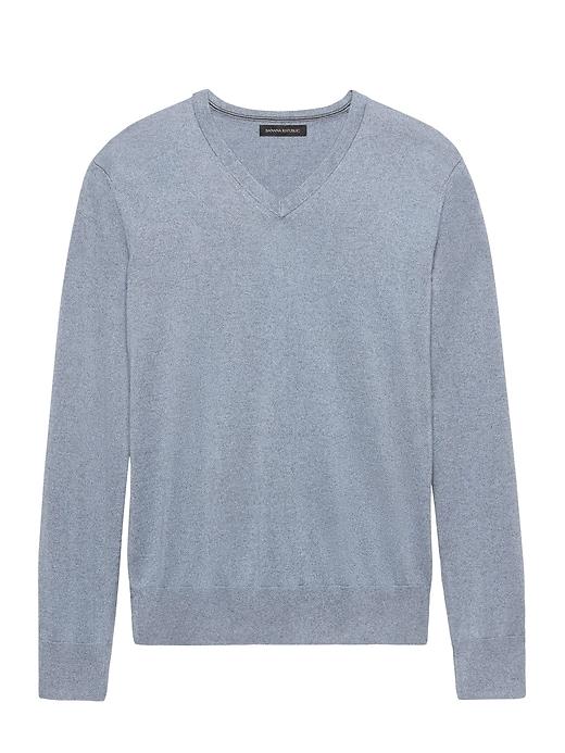 Banana Republic Mens Silk Cotton Cashmere V-neck Sweater Wedgewood Size Xxs