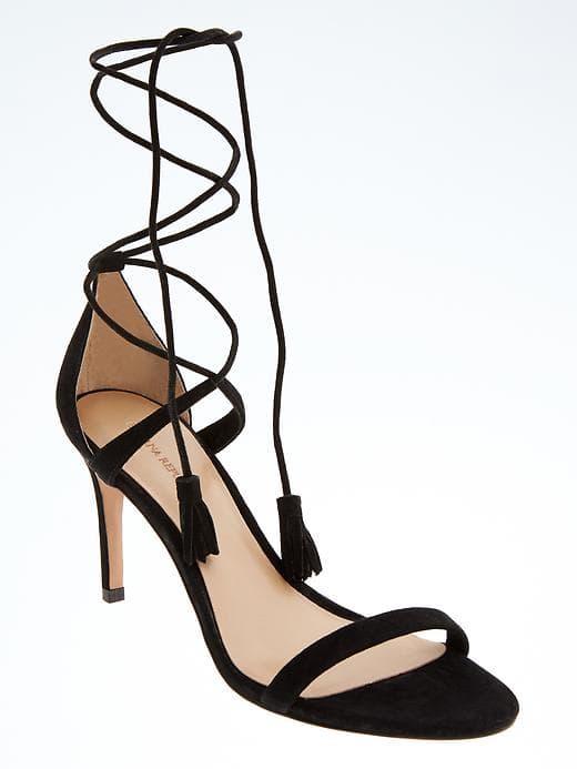 Banana Republic Ankle Wrap Heeled Sandal - Black